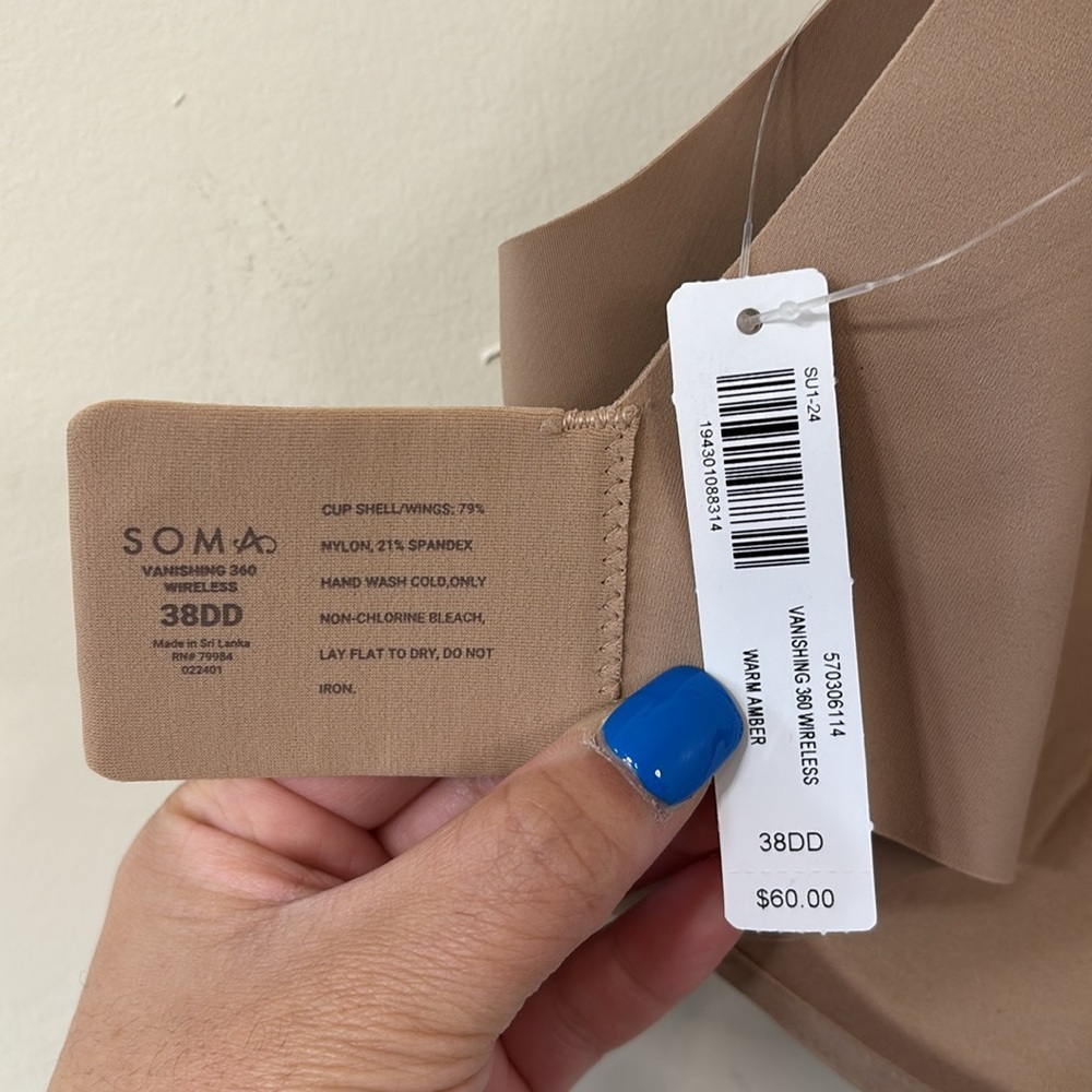 SOMA Vanishing 360 Wireless Bra Warm Amber Size 38DD NWT - Picture 6 of 7